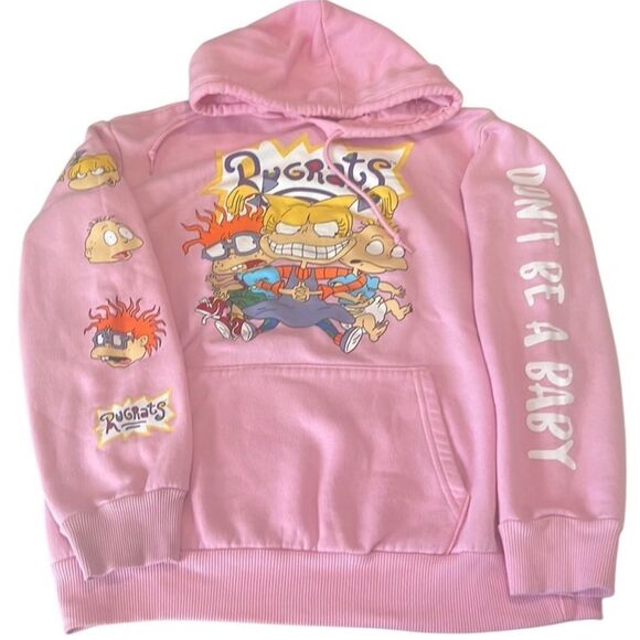 Nickelodeon Rugrats Pink Graphic Long Sleeves Hoodie Sweatshirt Size Medium - Picture 2 of 12